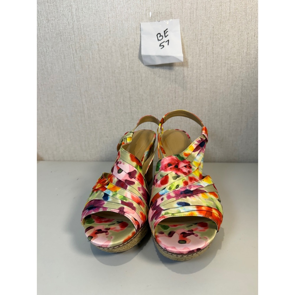 Naturalizer Lulianna Floral Wedge Sandals Multi Color Cork Espadrille 10W